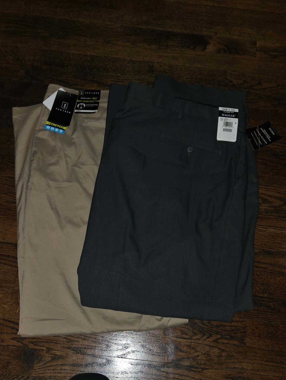 Haggar Men’s Dress Pants in Tan and Dark Gray 54x32